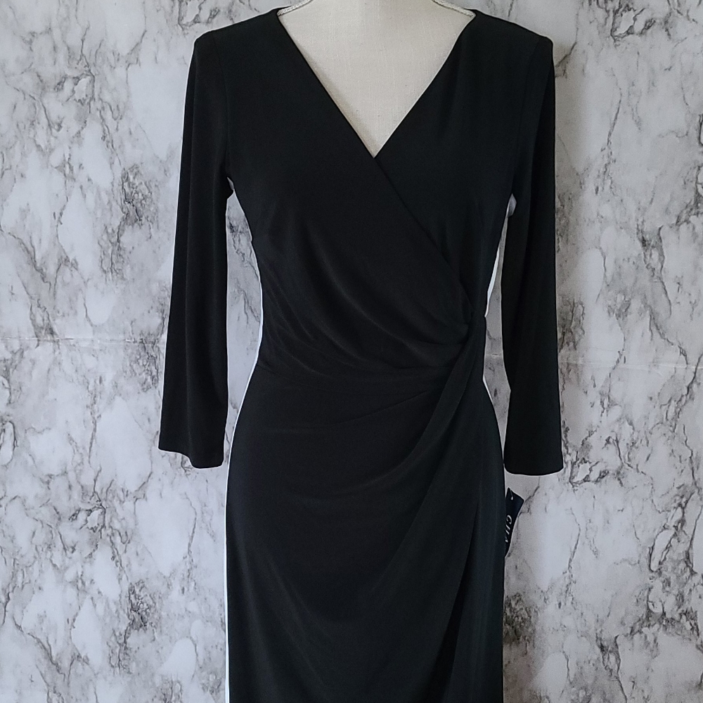 Chaps faux wrap dress size medium